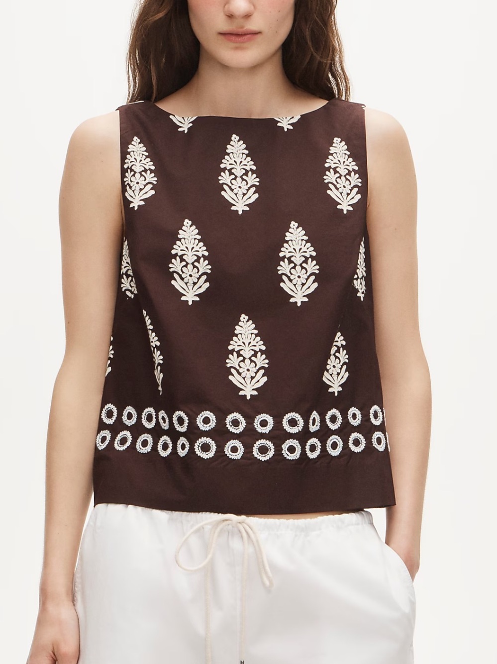 New J. Crew Beaded Shell Top Block Print